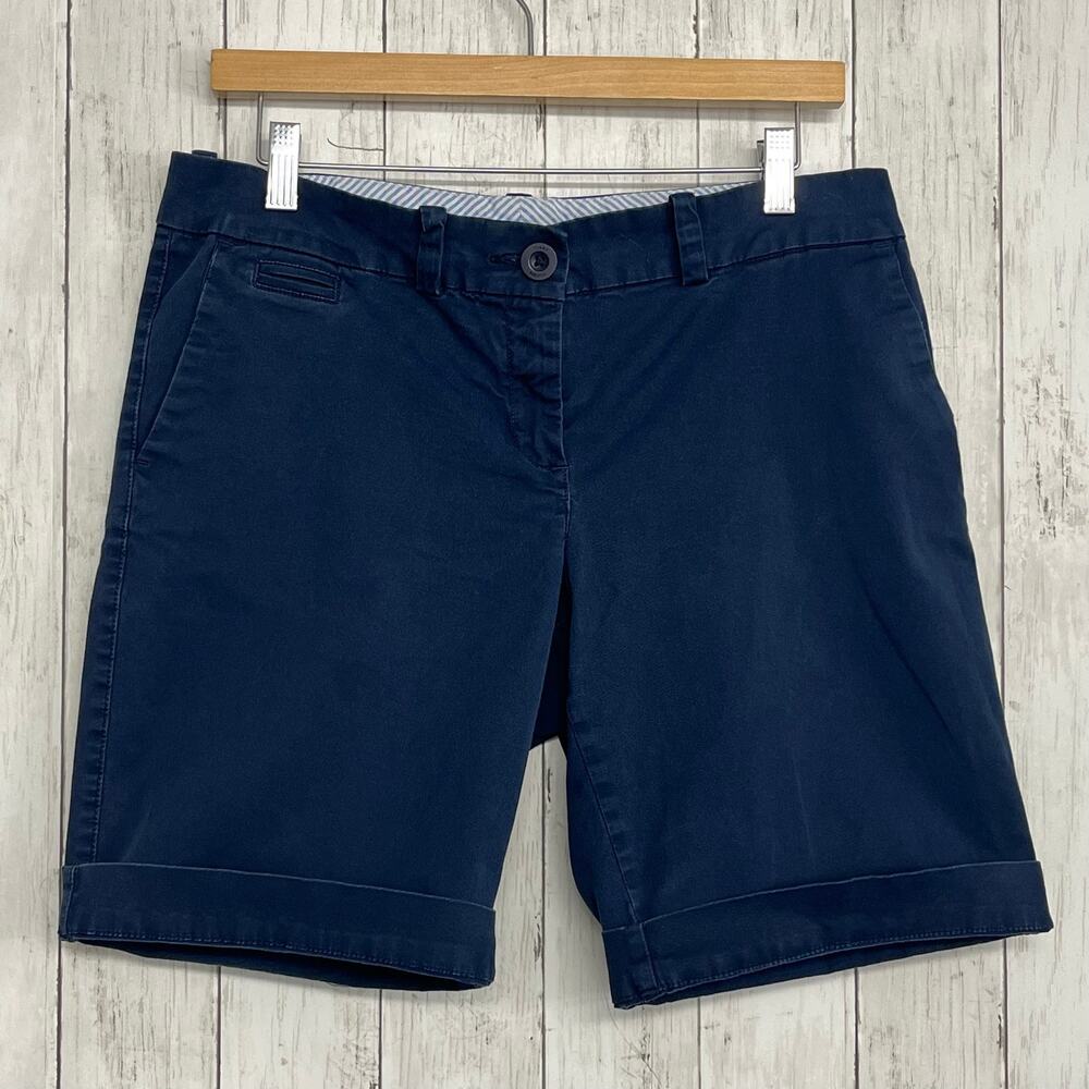 Tommy Hilfiger Blue Chino Shorts Women Preppy Old Money Aesthetic Bermuda Cuff